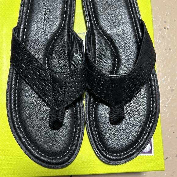 TOMMY BAHAMA “Anchors Ashore” Leather Black Men’s Sandals - Picture 4 of 11